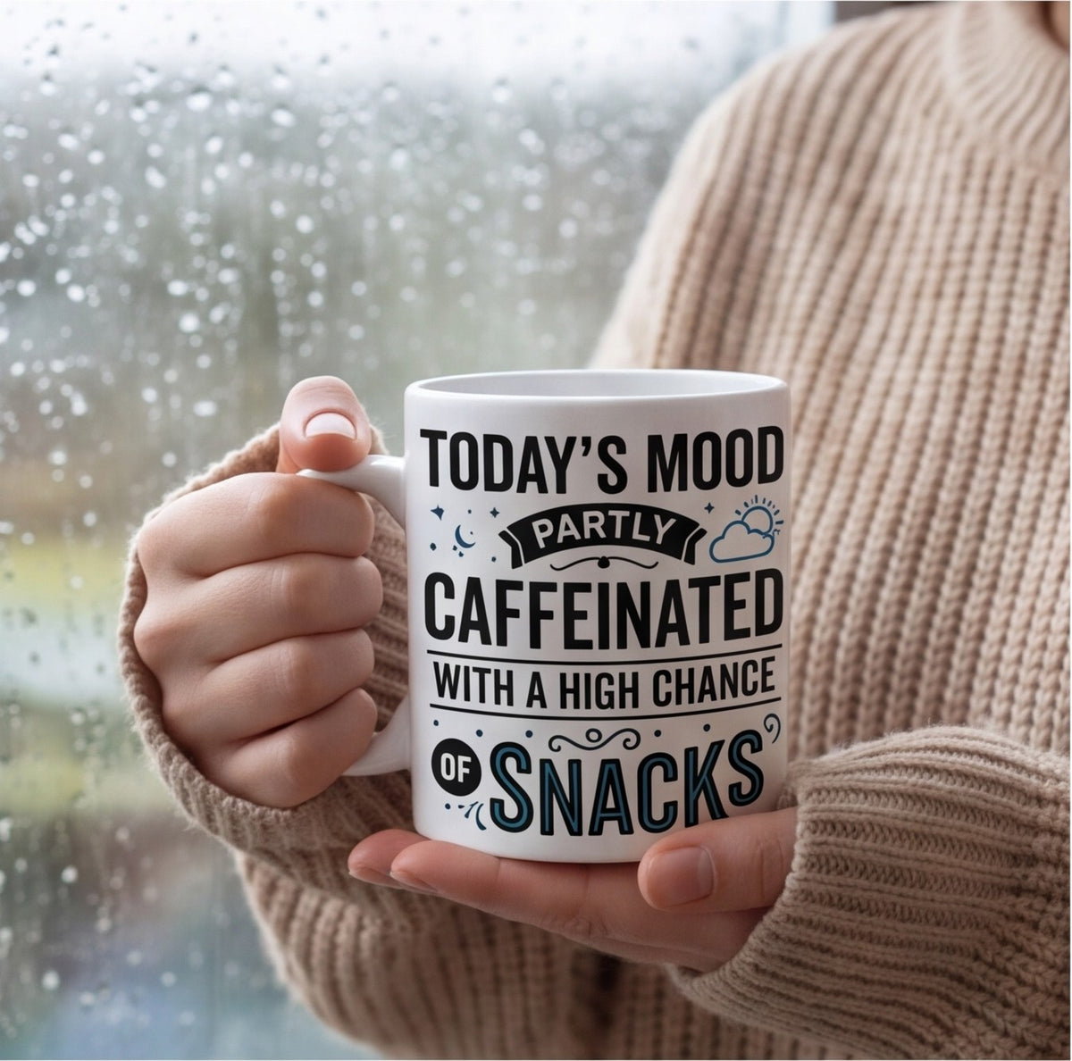 Today's Mood Partly Caffeinated Funny Mug mug, lifestyle photo 1
