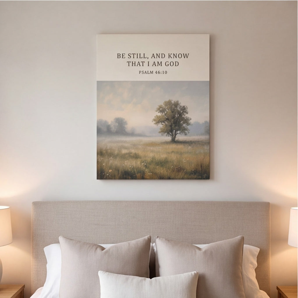 Be Still and Know Psalm 46:10 Christian Wall Art Canvas canvas wall art, lifestyle photo 1