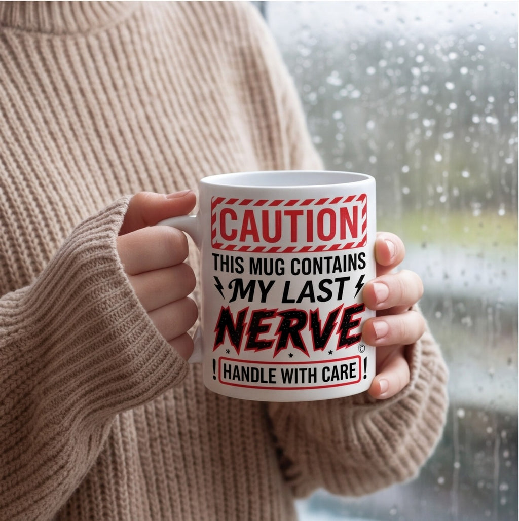 Caution This Mug Contains My Last Nerve Funny Mug mug, lifestyle photo 1