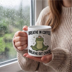 Breathe In Coffee Breathe Out Chaos Yoga Frog Funny Mug mug, lifestyle photo 1