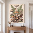 Vintage Mushroom and Fern Botanical Canvas Wall Art canvas wall art, lifestyle photo 1