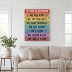 In This Classroom We Are Kind Canvas Wall Art canvas wall art, lifestyle photo 1