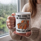 I Was Going to Be Productive Then I Sat Down Sloth Funny Mug mug, lifestyle photo 1