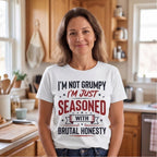 I'm Not Grumpy I'm Just Seasoned Funny Shirt, Gift for Grandpa T-shirt lifestyle photo in White #color:white;