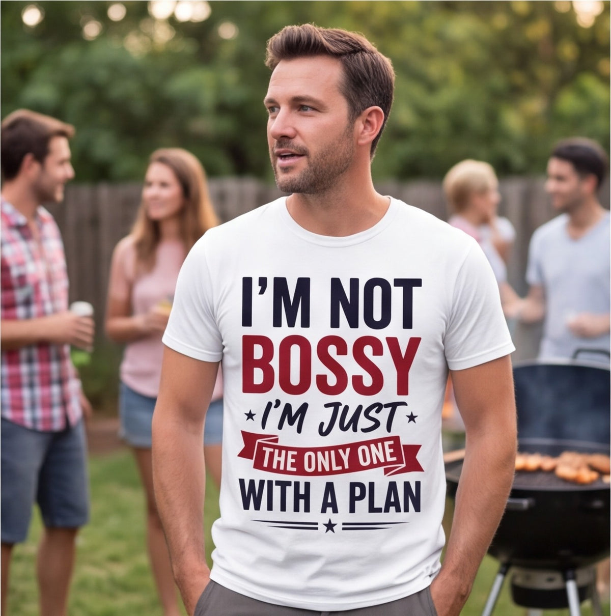 I'm Not Bossy I'm Just the Only One With a Plan Funny Shirt, Boss Gift T-shirt lifestyle photo in White #color:white;