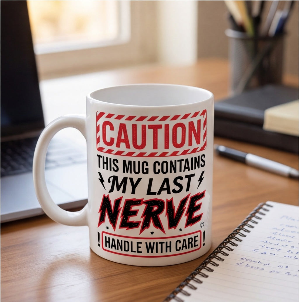Caution This Mug Contains My Last Nerve Funny Mug mug, lifestyle photo 2
