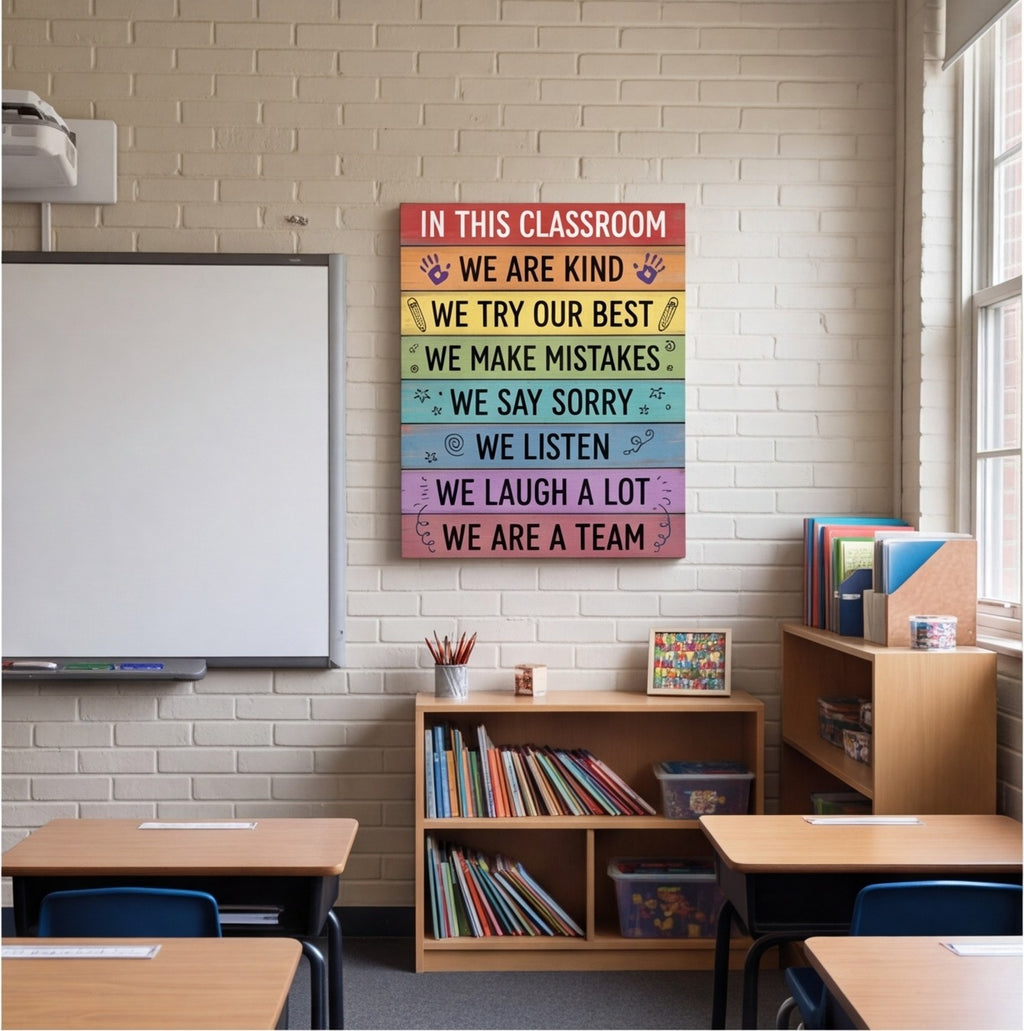In This Classroom We Are Kind Canvas Wall Art canvas wall art, lifestyle photo 2
