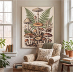 Vintage Mushroom and Fern Botanical Canvas Wall Art canvas wall art, lifestyle photo 2