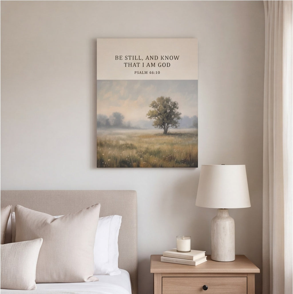 Be Still and Know Psalm 46:10 Christian Wall Art Canvas canvas wall art, lifestyle photo 2