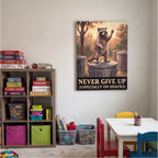 Never Give Up Raccoon Office Wall Art Canvas canvas wall art, lifestyle photo 2