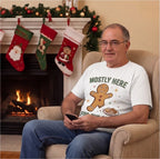 Mostly Here for the Cookies Gingerbread Christmas Shirt, Holiday Gift T-shirt lifestyle photo in White #color:white;