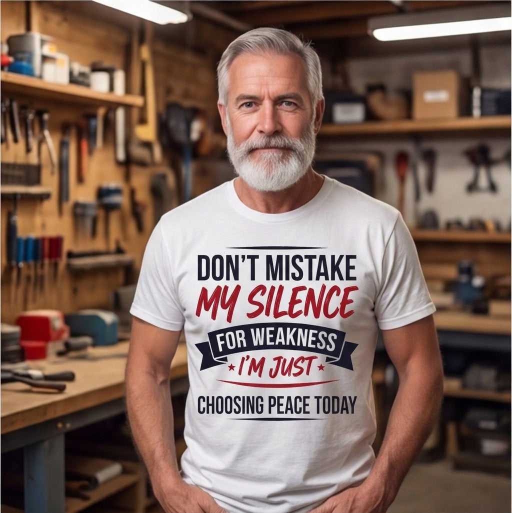 Don't Mistake My Silence for Weakness Funny Shirt, Gift for Her T-shirt lifestyle photo in White #color:white;