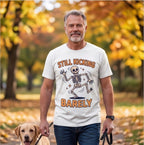 Still Kicking Barely Dancing Skeleton Funny Shirt, Over the Hill Gift T-shirt lifestyle photo in White #color:white;