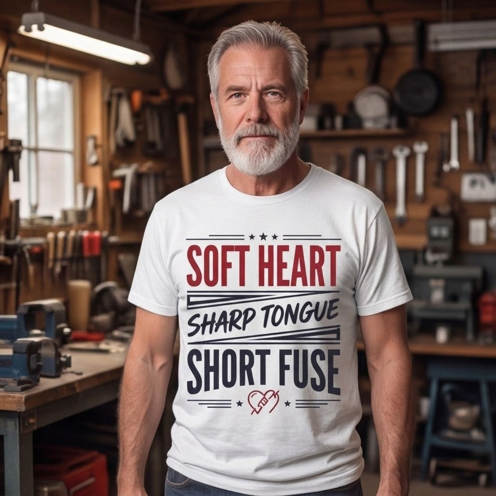 Soft Heart Sharp Tongue Short Fuse Funny Shirt, Gift for Her T-shirt lifestyle photo in White #color:white;