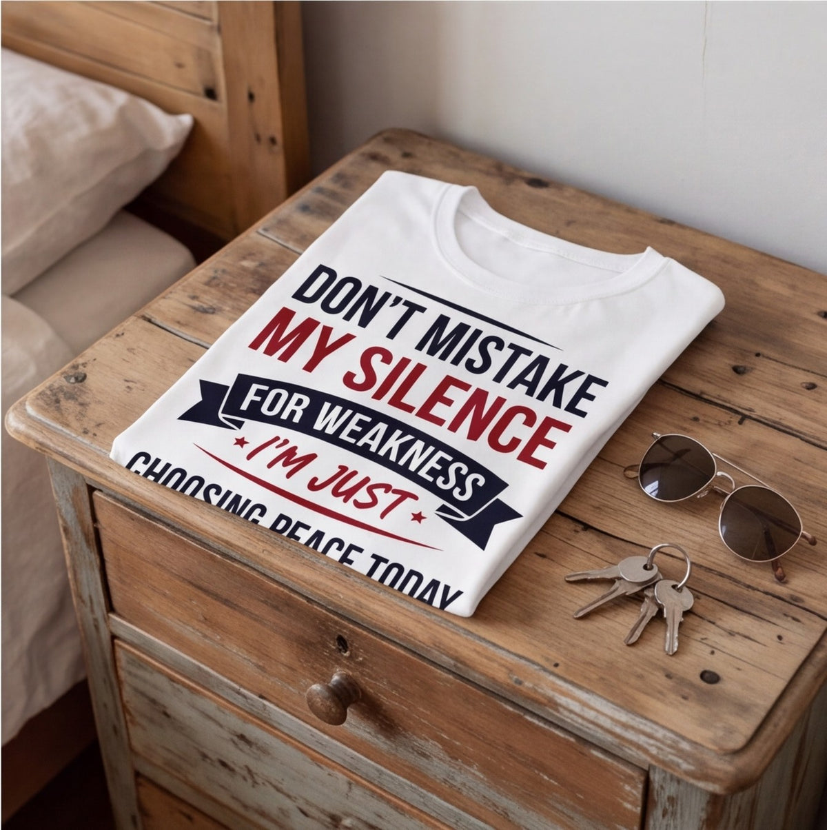 Don't Mistake My Silence for Weakness Funny Shirt, Gift for Her T-shirt lifestyle photo in White #color:white;