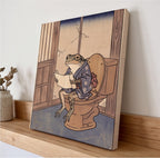 Japanese Woodblock Frog Bathroom Wall Art Canvas canvas wall art, lifestyle photo 3