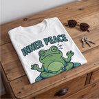 Inner Peace Loading Meditating Frog Shirt, Funny Yoga Gift T-shirt lifestyle photo in White #color:white;