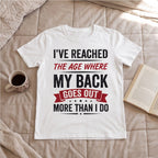 My Back Goes Out More Than I Do Funny Dad Shirt, Over 50 Gift T-shirt lifestyle photo in White #color:white;