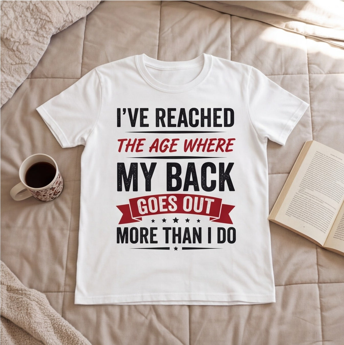My Back Goes Out More Than I Do Funny Dad Shirt, Over 50 Gift T-shirt lifestyle photo in White #color:white;
