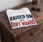 Raised on Dirt Roads and No Wi-Fi Funny Shirt, Country Gift for Dad T-shirt lifestyle photo in White #color:white;