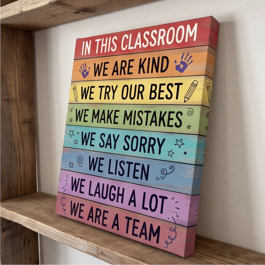 In This Classroom We Are Kind Canvas Wall Art canvas wall art, lifestyle photo 3