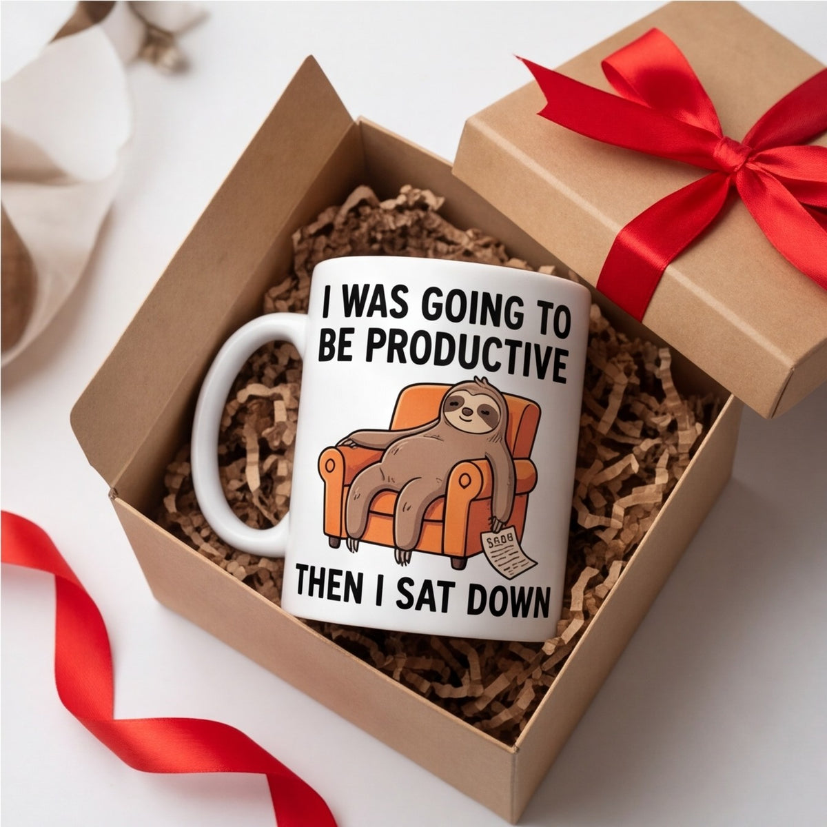 I Was Going to Be Productive Then I Sat Down Sloth Funny Mug mug, lifestyle photo 3