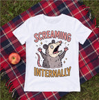 Screaming Internally Opossum Funny Shirt, Gift for Introverts T-shirt lifestyle photo in White #color:white;