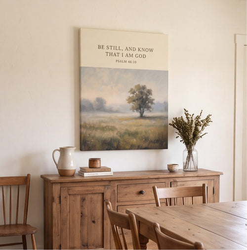 Be Still and Know Psalm 46:10 Christian Wall Art Canvas, Faith Gift as wall art, lifestyle photo new-1