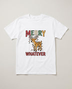 Merry Whatever Grumpy Reindeer Christmas Shirt, Funny Holiday Gift T-shirt in White #color:white;