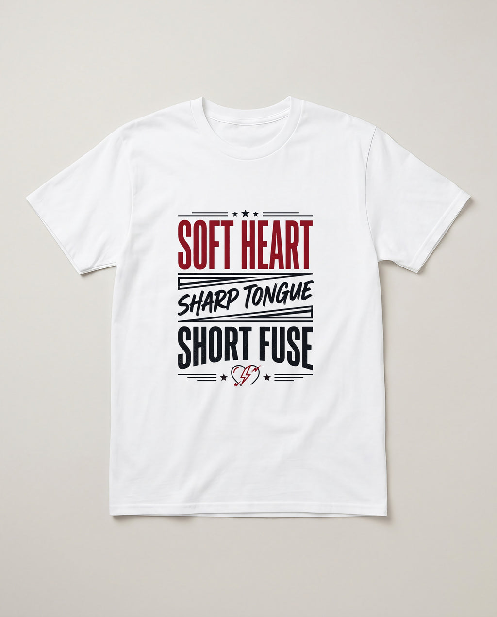 Soft Heart Sharp Tongue Short Fuse Funny Shirt, Gift for Her T-shirt in White #color:white;