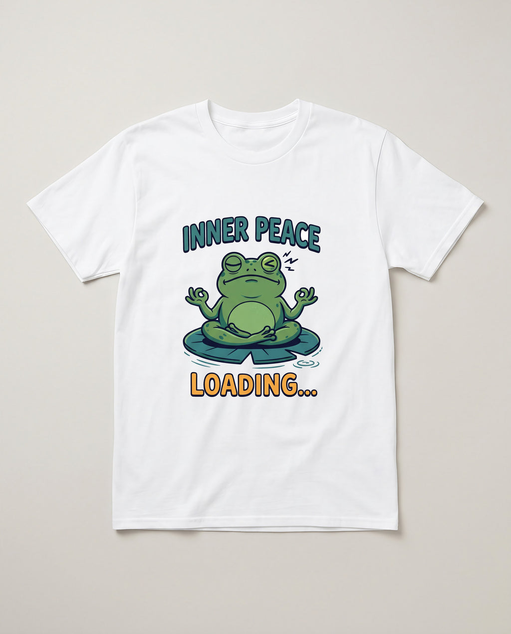 Inner Peace Loading Meditating Frog Shirt, Funny Yoga Gift T-shirt in White #color:white;