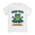 Inner Peace Loading Meditating Frog Shirt, Funny Yoga Gift T-shirt in White #color:white;