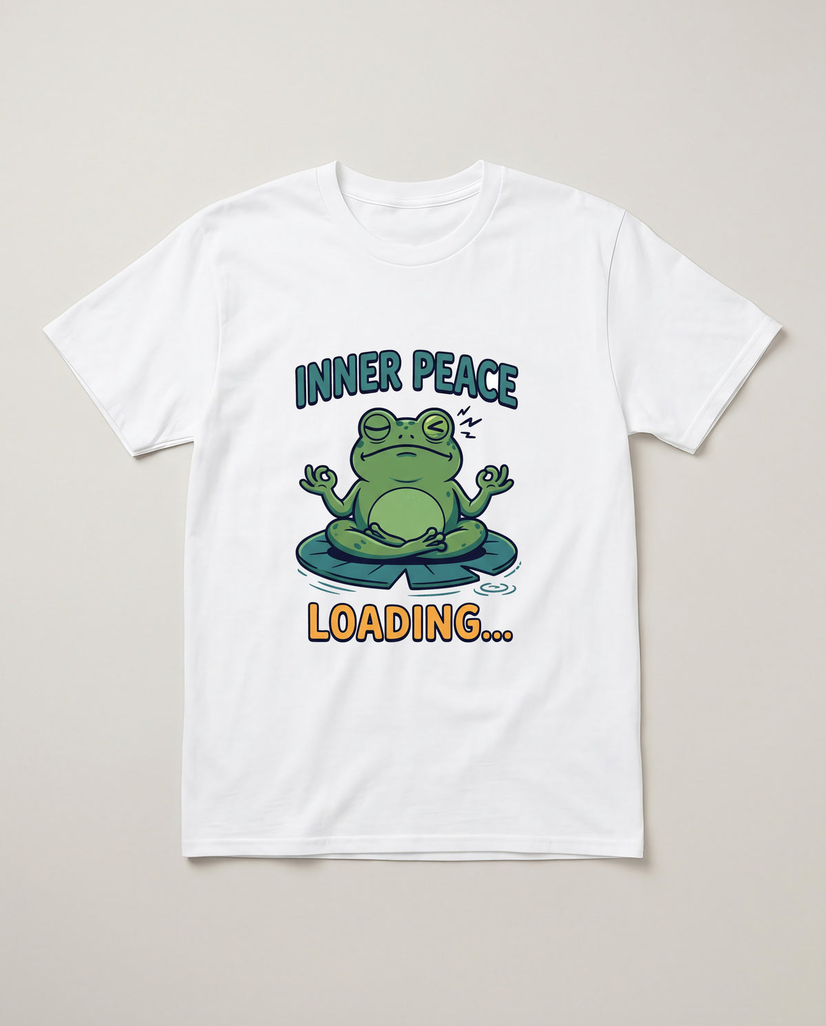 Inner Peace Loading Meditating Frog Shirt, Funny Yoga Gift T-shirt in White #color:white;