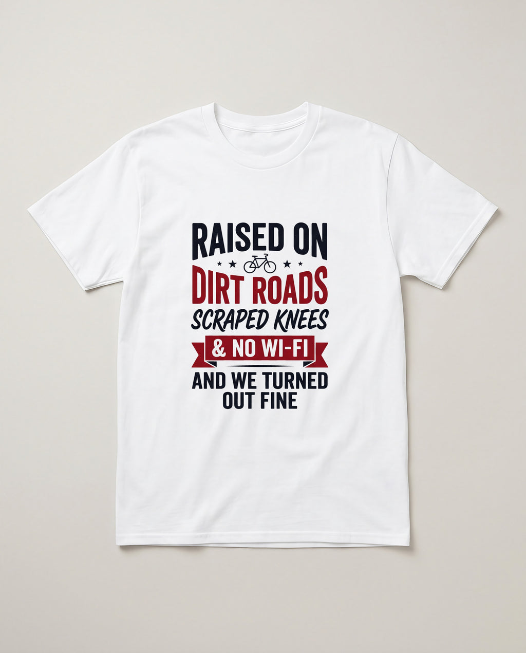 Raised on Dirt Roads and No Wi-Fi Funny Shirt, Country Gift for Dad T-shirt in White #color:white;