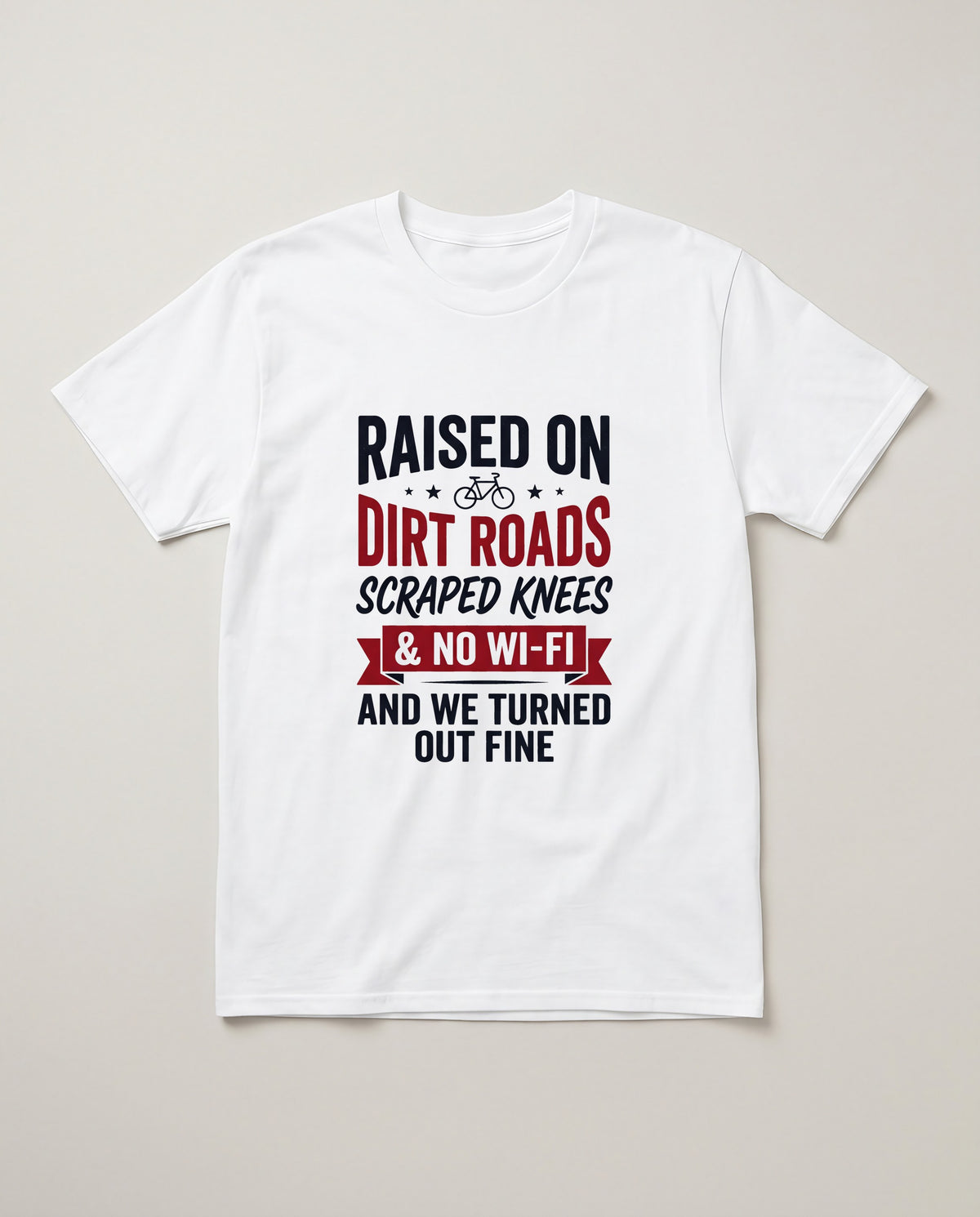 Raised on Dirt Roads and No Wi-Fi Funny Shirt, Country Gift for Dad T-shirt in White #color:white;
