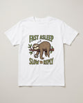 Fast Asleep Slow to Reply Sloth Funny Shirt, Gift for Nap Lovers T-shirt in White #color:white;