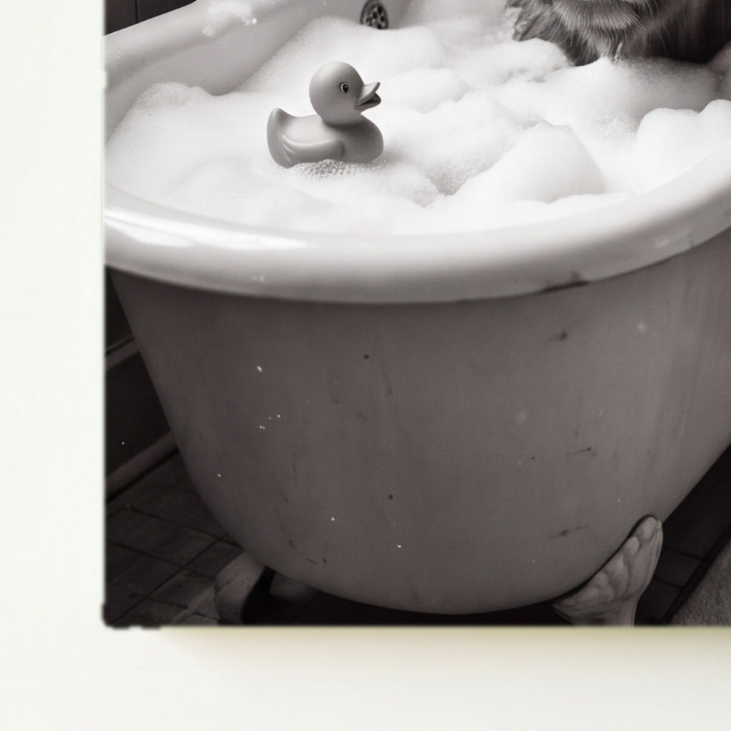 Highland Cow Bubble Bath Bathroom Wall Art Canvas, Farmhouse Decor canvas edge print close-up