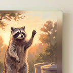 Never Give Up Raccoon Office Wall Art Canvas, Funny Motivational Decor canvas edge print close-up
