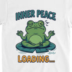 Inner Peace Loading Meditating Frog Shirt, Funny Yoga Gift T-shirt print close-up