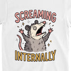 Screaming Internally Opossum Funny Shirt, Gift for Introverts T-shirt print close-up