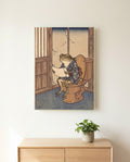 Japanese Woodblock Frog Bathroom Wall Art Canvas canvas wall art, front view