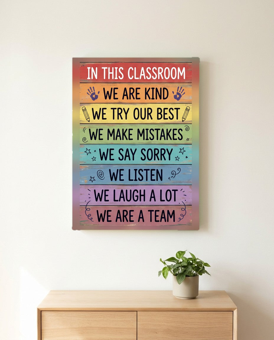In This Classroom We Are Kind Canvas Wall Art canvas wall art, front view