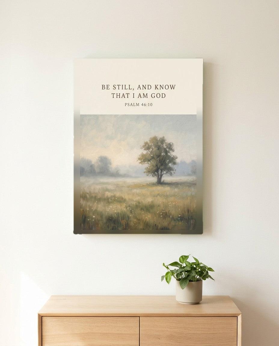Be Still and Know Psalm 46:10 Christian Wall Art Canvas canvas wall art, front view