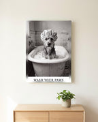 Wash Your Paws Dog Bathroom Wall Art Canvas canvas wall art, front view