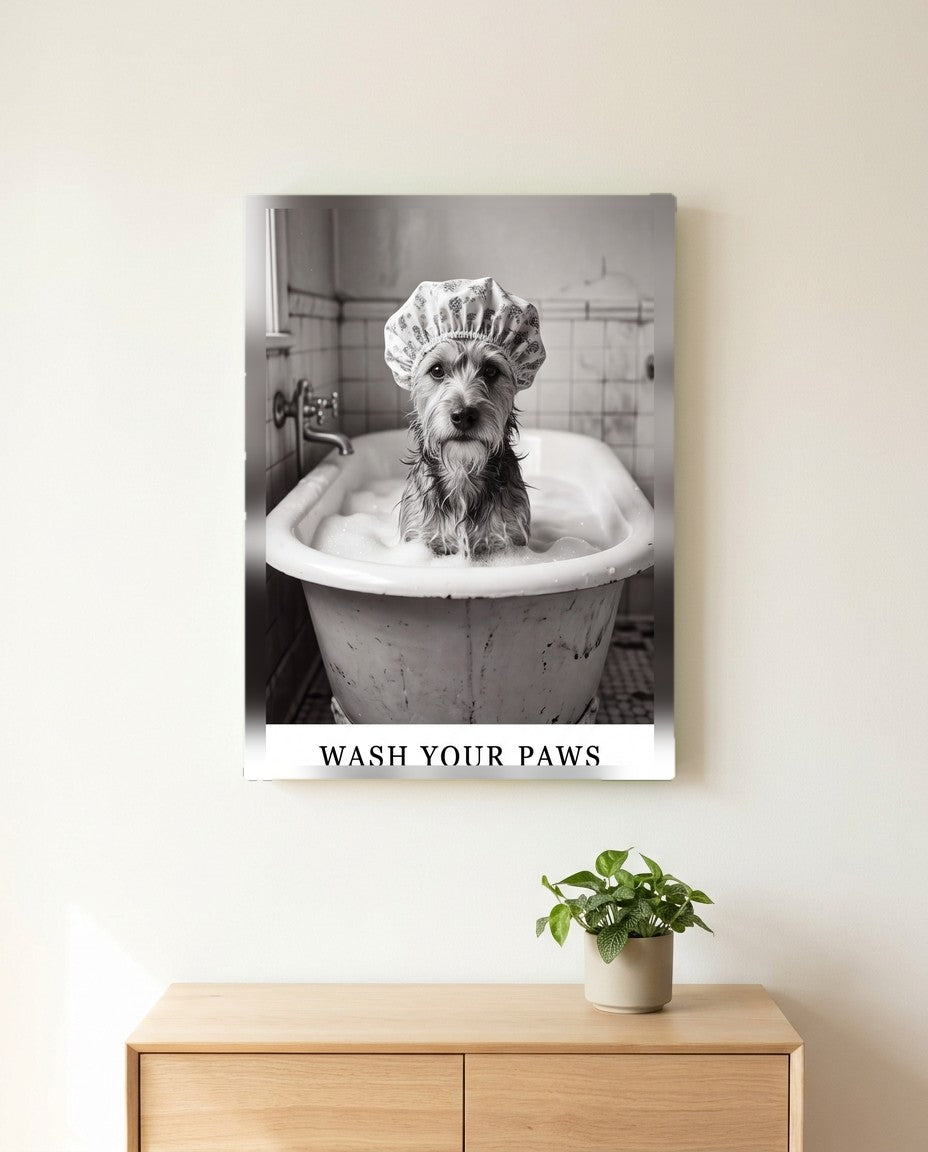 Wash Your Paws Dog Bathroom Wall Art Canvas canvas wall art, front view