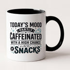 Today's Mood Partly Caffeinated Funny Mug, Coworker Gift Two Tone Mug in Black