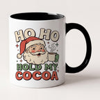 Ho Ho Hold My Cocoa Vintage Santa Christmas Mug, Holiday Gift Two Tone Mug in Black