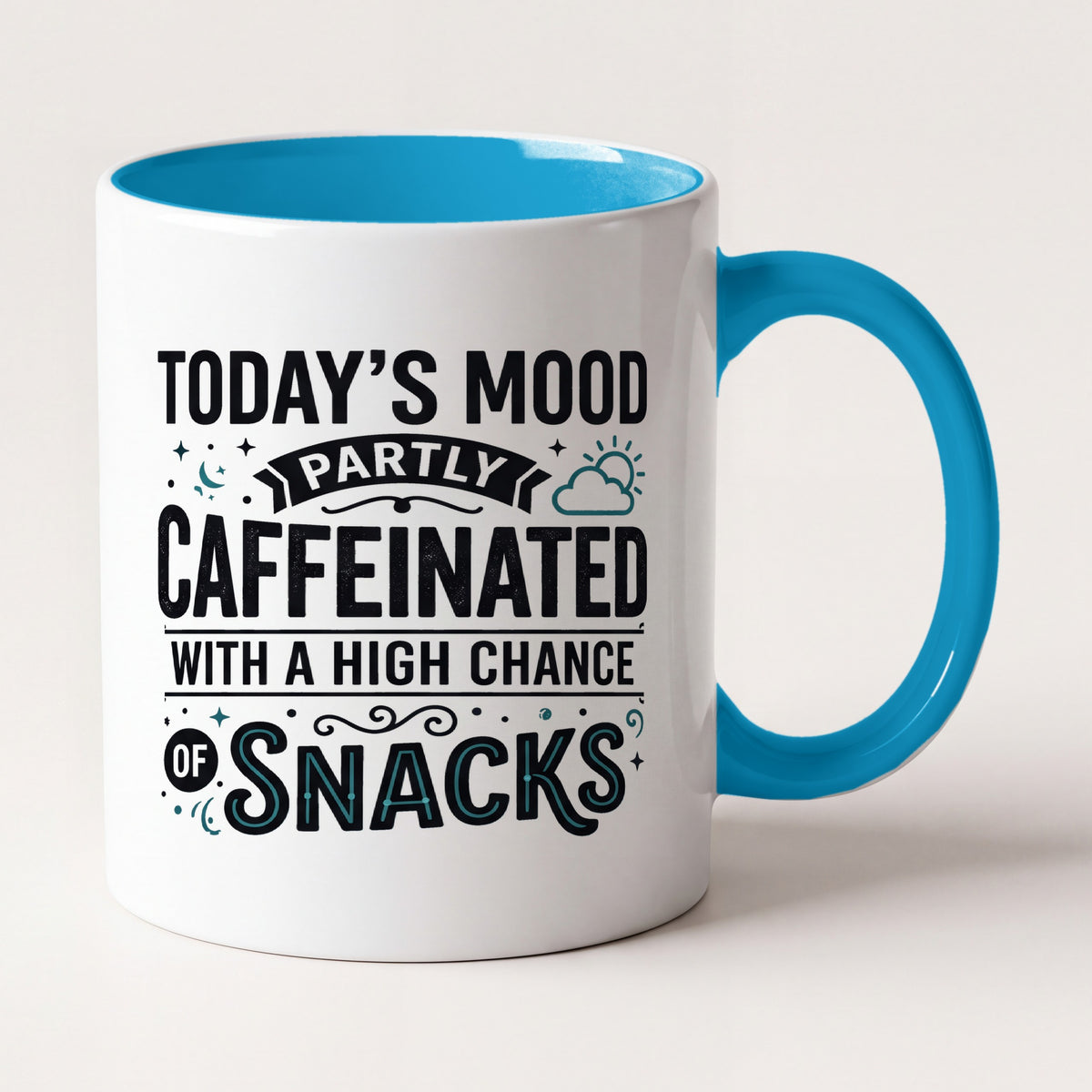 Today's Mood Partly Caffeinated Funny Mug, Coworker Gift Two Tone Mug in Blue