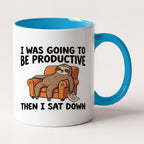I Was Going to Be Productive Then I Sat Down Sloth Funny Mug Two Tone Mug in Blue