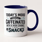 Today's Mood Partly Caffeinated Funny Mug, Coworker Gift Two Tone Mug in Navy